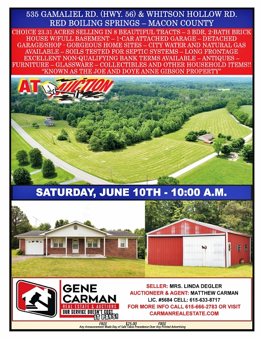 535 GAMALIEL RD. (HWY. 56) & WHITSON HOLLOW RD.  RED BOILING SPRINGS – MACON COUNTY