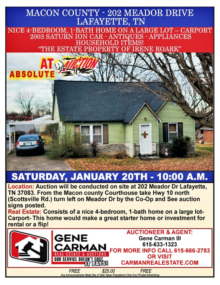 Auctions Category InPerson Gene Carman Real Estate & Auctions