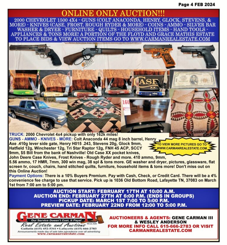 ONLINE ONLY AUCTION! A PORTION OF THE FLOYD AND GRACE MATHIS ESTATE