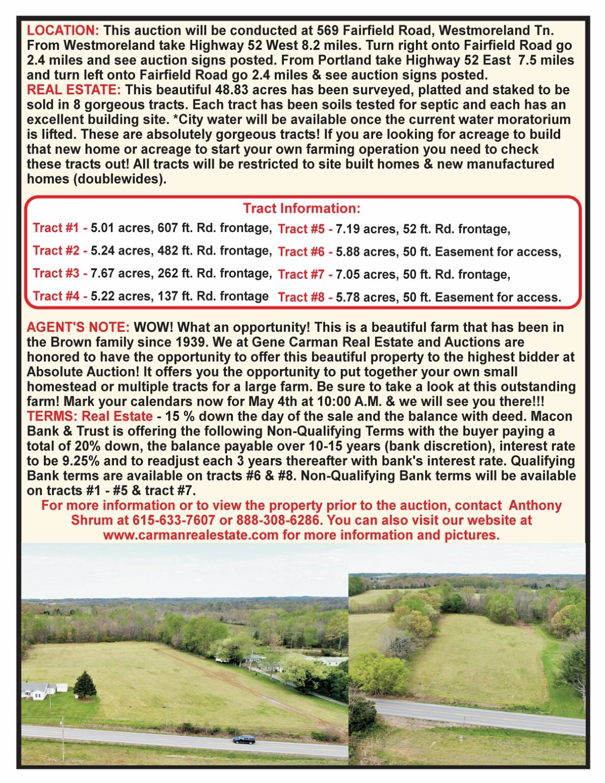 569 FAIRFIELD ROAD WESTMORELAND, TN SUMNER COUNTY Gene Carman