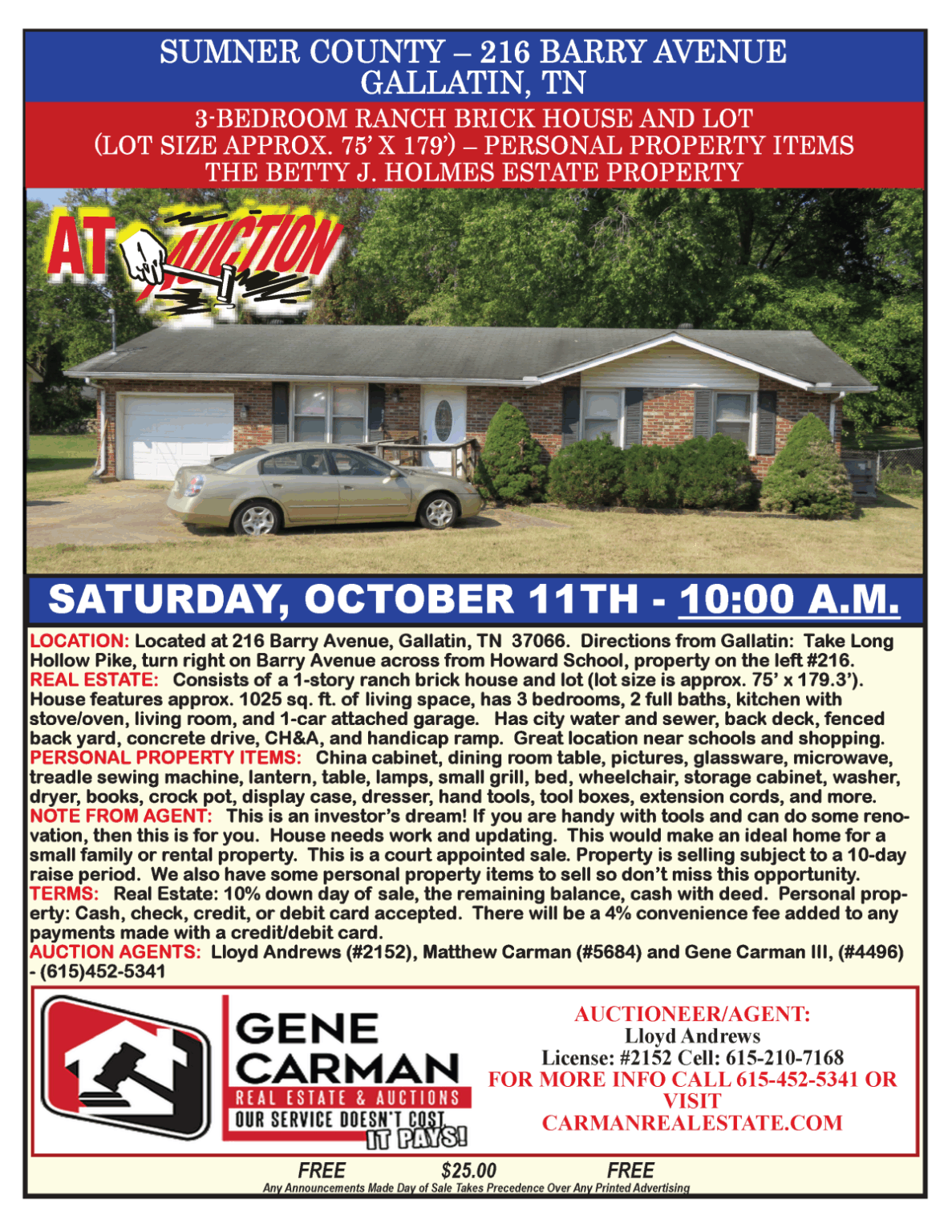SUMNER COUNTY – 216 BARRY AVENUE - GALLATIN, TN - Gene Carman Real ...