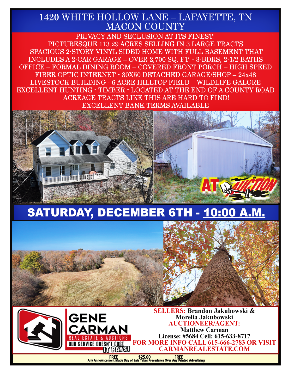 1420 WHITE HOLLOW LANE – LAFAYETTE, TN (MACON COUNTY) - PRIVACY AND SECLUSION AT ITS FINEST!