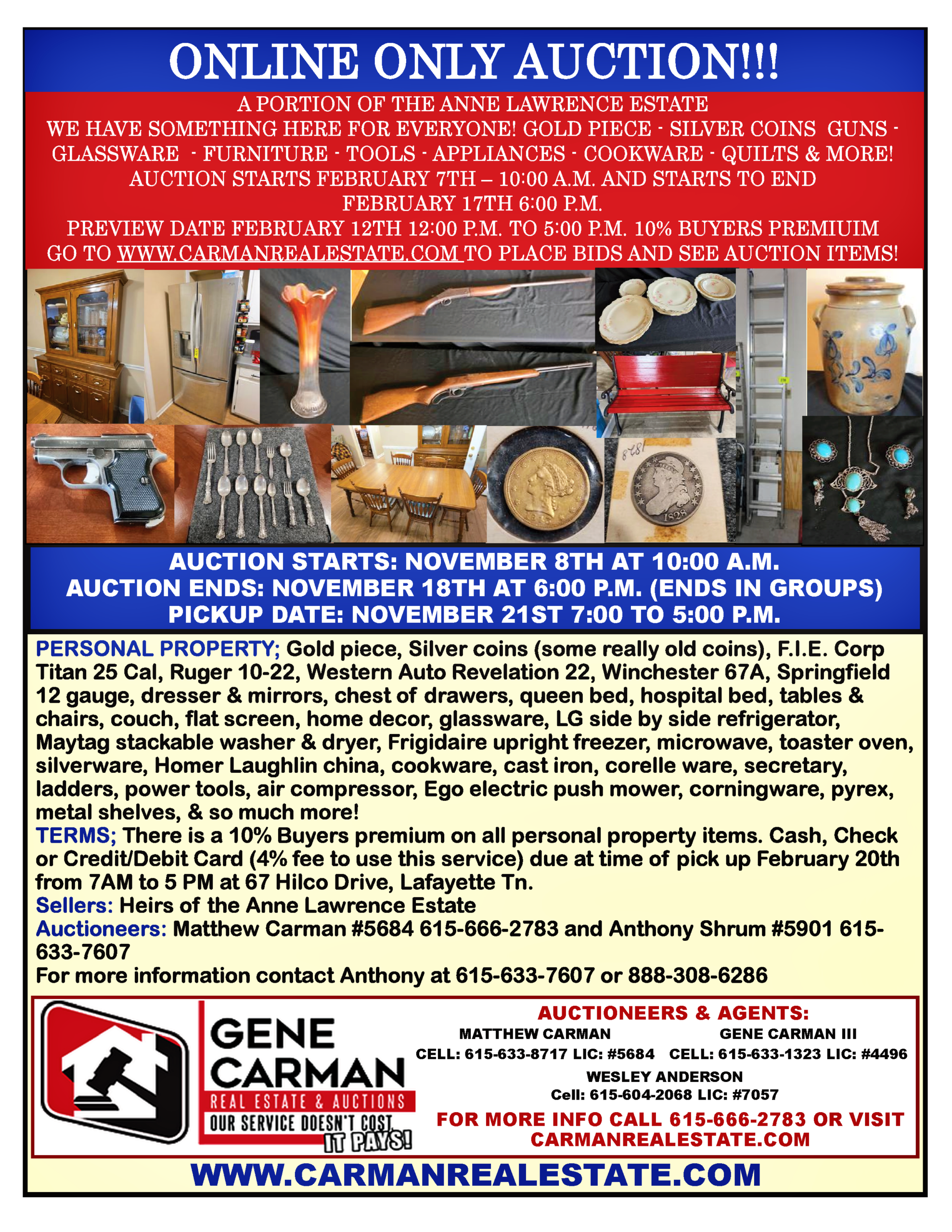 A PORTION OF THE ANNE LAWRENCE ESTATE - ONLY ONLY AUCTION